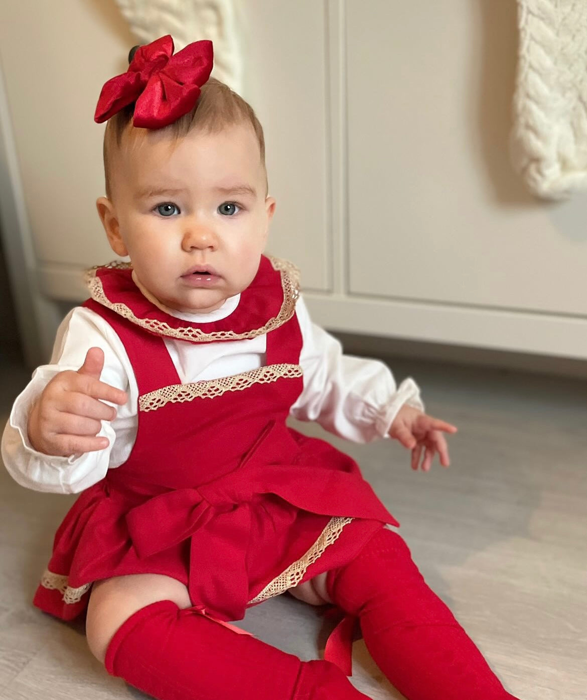 
                  
                    PREMIUM Red Bow Dungaree-Skirt With Matching White Blouse - Ebony
                  
                