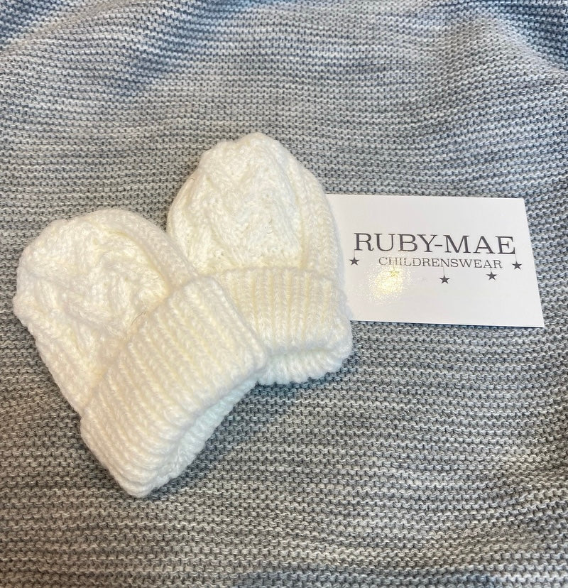White Knitted Mitts - Ruby-Mae Childrenswear