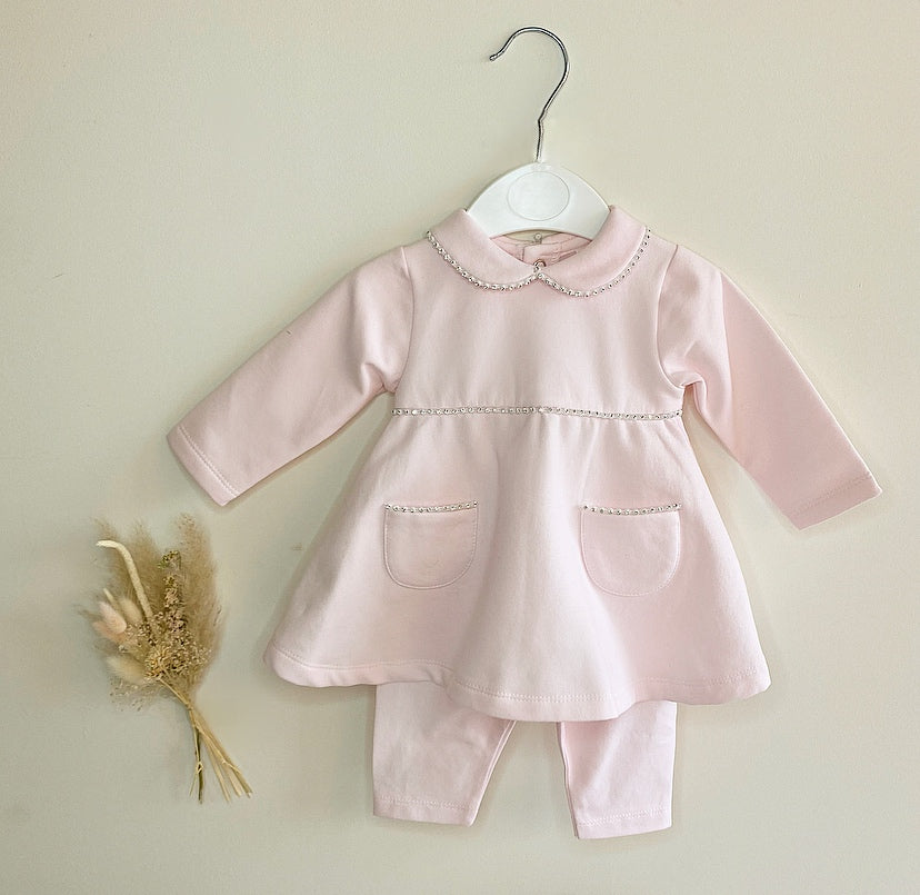 
                  
                    Soft Pink Diamanté Jumper Dress With Matching Leggings - Adelaide - Ruby-Mae Childrenswear
                  
                