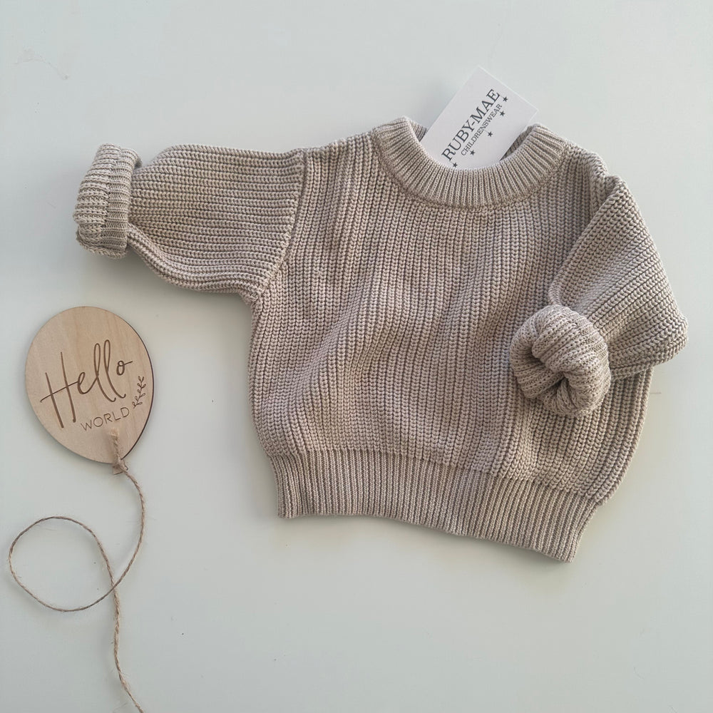 UNISEX PREMIUM Taupe Knitted Jumper (pre-order)