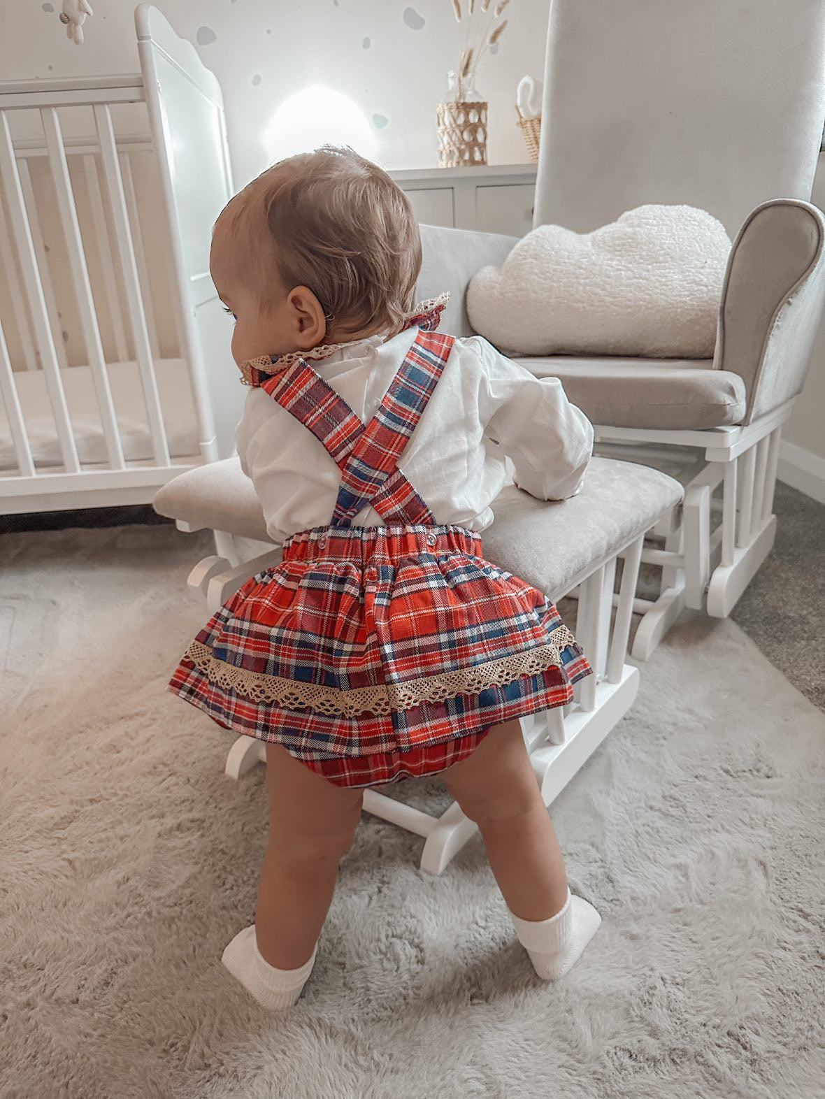 
                  
                    PREMIUM Check Bow Dungaree-Skirt With Matching White Blouse - Ebony
                  
                