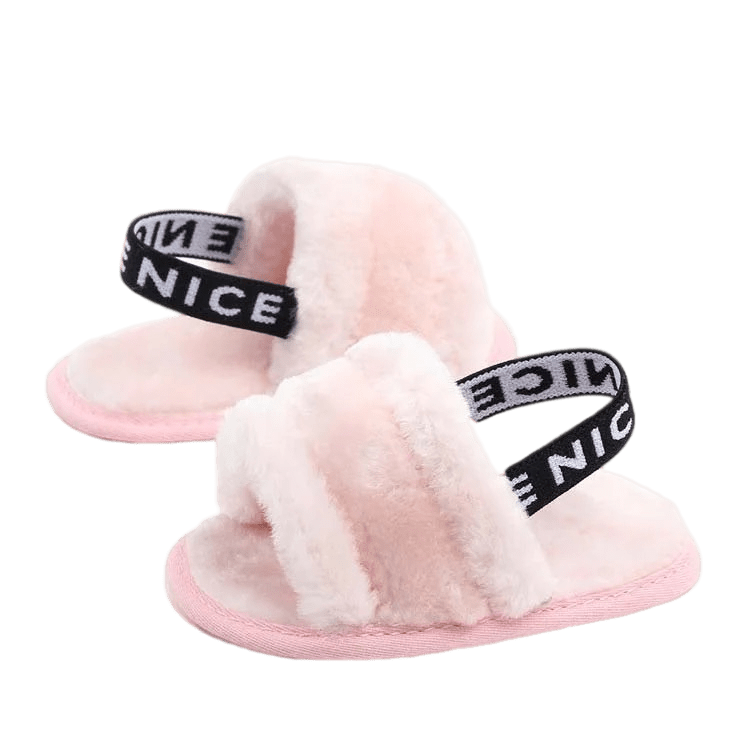 Fluffy slippers discount with strap