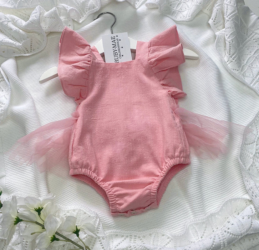 Pink Lace TuTu Ruffle Romper - Summer - Ruby-Mae Childrenswear