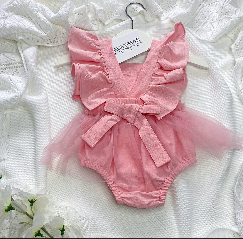 
                  
                    Pink Lace TuTu Ruffle Romper - Summer - Ruby-Mae Childrenswear
                  
                